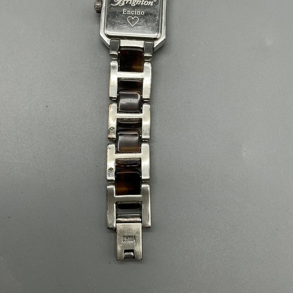 Brighton Encino Womens Watch 23mm Silver Tone Resin Bracelet New Battery 6.75